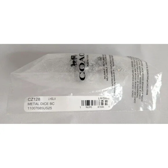 Coach Bag Charm/Keychain - Dice in Silver Metal NWT - Picture 5 of 5